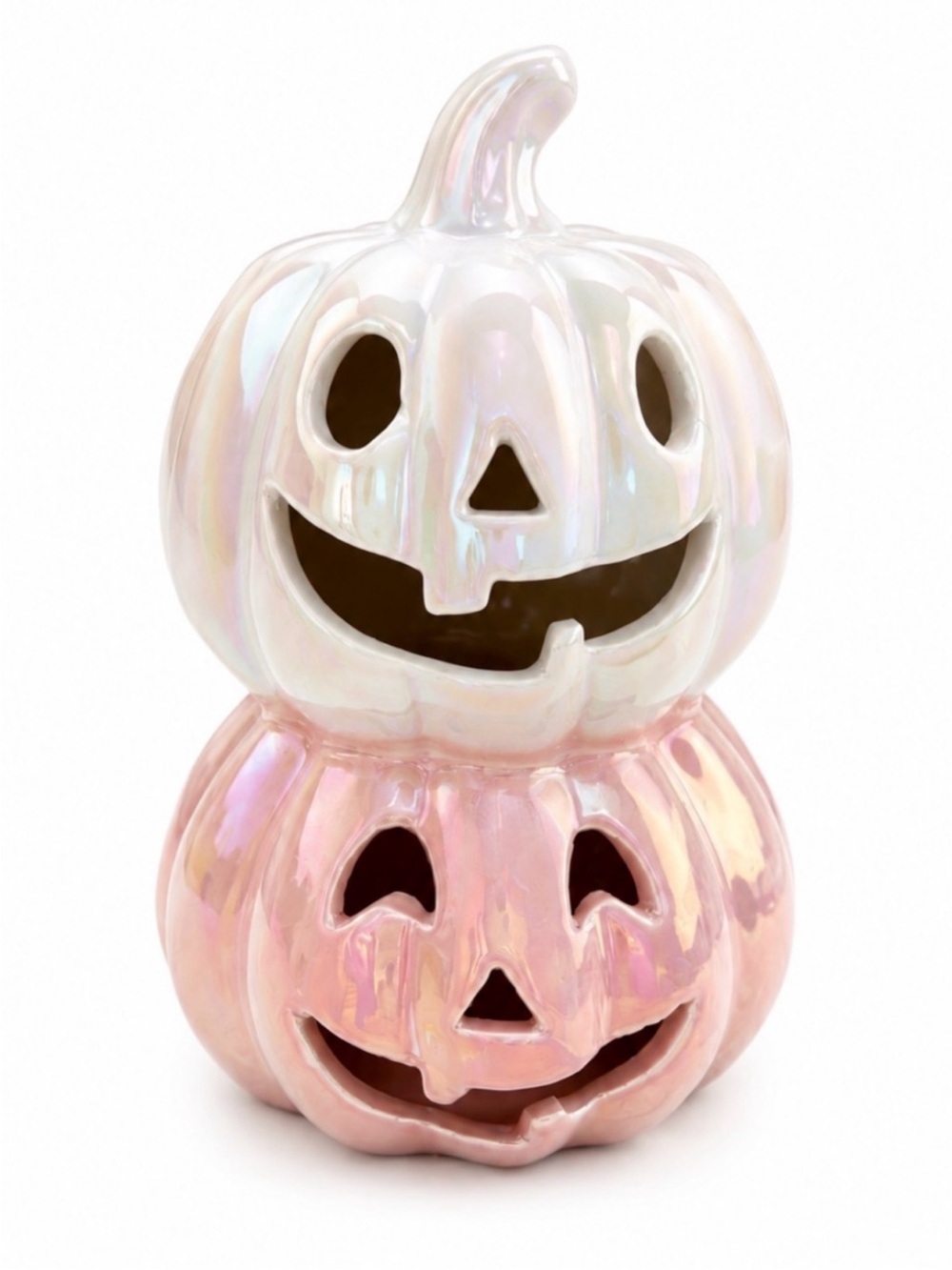 Iridescent Light-Up Stacked Pumpkin Halloween Decoration 🎃✨